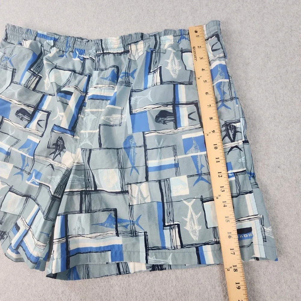 Columbia PFG AOP Fish Swim Trunks Men XXL 40x6 Gray Blue White Omni Shade Pocket